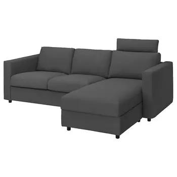 ВИМЛЕ 3-местный диван + диван, с подголовником/Халларп серый VIMLE IKEA