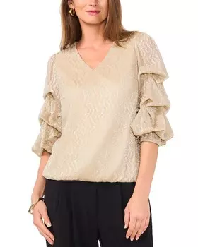 VINCE CAMUTO Топ с V-образным вырезом и рукавами-фонариками, золотой