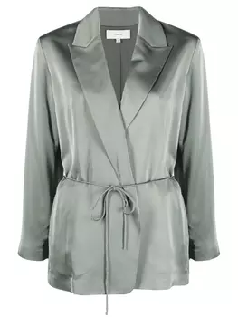 Vince двубортный блейзер с V-образным вырезом, зеленый