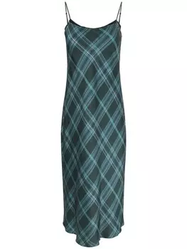 Vince платье миди в клетку с кружевной отделкой, зеленый