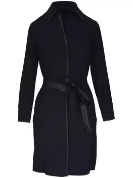 Vince платье-рубашка с отделкой из искусственной кожи, черный