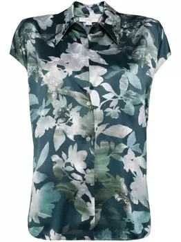 Vince рубашка с цветочным принтом, синий