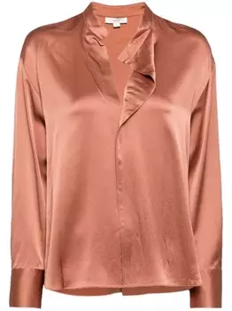 Vince шелковая блузка с драпировкой, коричневый