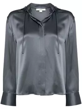 Vince шелковая рубашка с капюшоном, синий