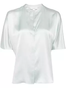 Vince short-sleeve silk blouse, синий