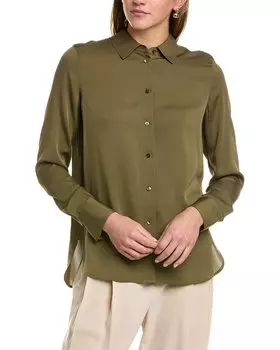 Vince Slim Fitted Блуза из смесового шелка, зеленый