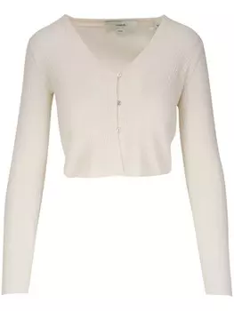 Vince укороченный кардиган в рубчик, белый