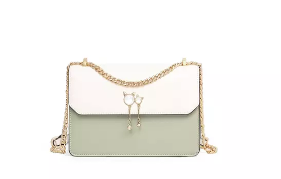 VINEY Маленькая квадратная сумка из коровьей кожи, сумка через плечо, женская, кремово-зеленого цвета