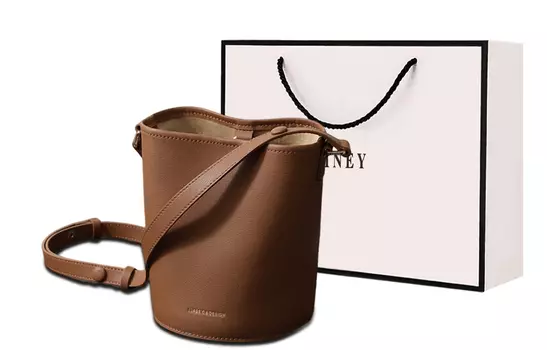 VINEY Сумка-ведро из коровьей кожи через плечо, мини, женская, цвет "кэмел-коричневый"