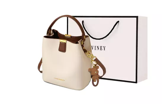 VINEY Сумка-ведро из коровьей кожи, сумка-мессенджер, сумка через плечо, женская сумка-мессенджер Trumpets, цвет "молочный коктейль", белый