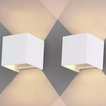 VINGO 2 шт., 12 Вт, светодиодный настенный светильник, наружный и внутренний, теплый белый настенный светильник с регулируемым углом луча, настенное освещение вверх-вниз, ванная комната, спальня, коридор, белый, IP65, серебро