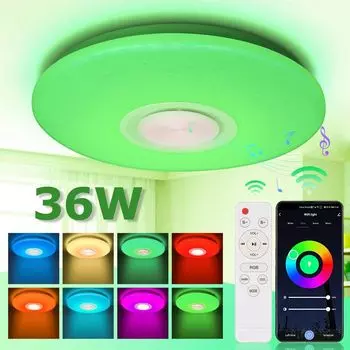 VINGO 36W светодиодный потолочный светильник RGB Bluetooth музыкальная потолочная лампа с регулируемой яркостью динамик с дистанционным управлением, белый