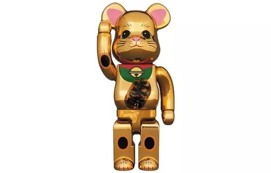 Виниловая фигурка Be@rbrick Maneki Neko Gold Plated Luminous, 30 см