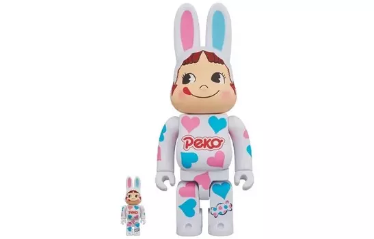 Виниловая фигурка Be@rbrick Rabbrick Kigurumi Peko-chan Heart, 30 см + 7 см