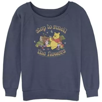Винни-Пух останавливается, чтобы понюхать цветы, хлопковая толстовка для юниоров с рисунком Disney, цвет blue heather