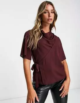 Винный топ с драпировкой и завязкой на шее ASOS DESIGN