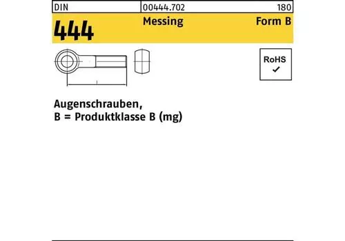 Винт с проушиной DIN 444 форма B BM 10 x 60 латунь Diverse