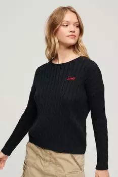 Винтаж со спущенной линией плеча и косой вязкой Superdry, черный