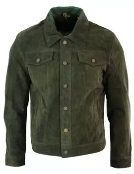Винтажная джинсовая ретро-замшевая кожаная куртка TruClothing, оливковый