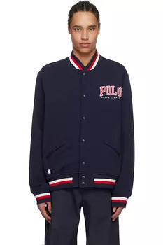 Винтажная флисовая бомбер-куртка Polo Ralph Lauren, синий