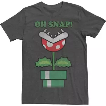 Винтажная футболка Big & Tall Nintendo Super Mario Piranha Plant Oh Snap Licensed Character, цвет Charcoal Heather