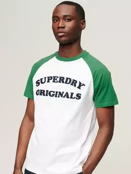 Винтажная футболка Cooper Class реглан из органического хлопка Superdry, оптика/полевой зеленый