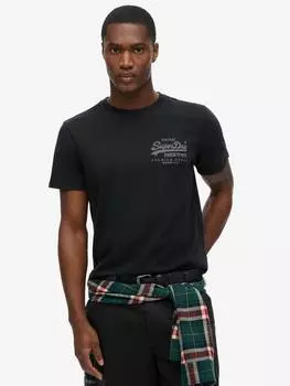 Винтажная футболка heritage на груди с логотипом heritage Superdry, цвет Nero Black Marl