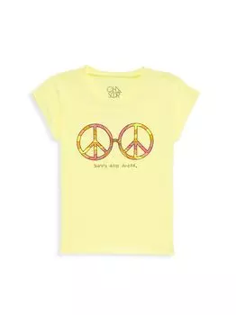Винтажная футболка из джерси Little Girl's Peace Chaser, желтый