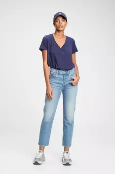 Винтажная футболка из органического хлопка с короткими рукавами и V-образным вырезом Gap, синий