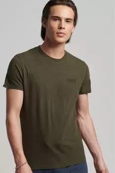 Винтажная футболка из органического хлопка с вышивкой Superdry, хаки