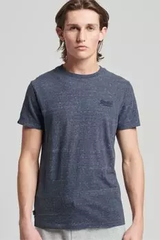 Винтажная футболка из органического хлопка с вышивкой Superdry, синий