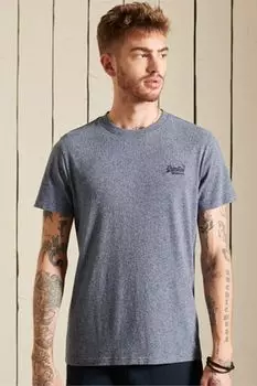 Винтажная футболка из органического хлопка с вышивкой Superdry, синий