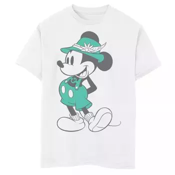 Винтажная футболка Lederhosen с изображением портрета Disney's Mickey Mouse для мальчиков 8–20 лет Disney, белый
