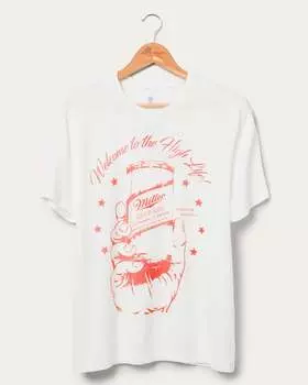 Винтажная футболка Miller High Life в честь 120-летия Junk Food Clothing, белый
