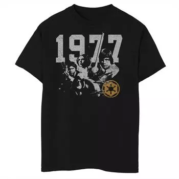 Винтажная футболка Rebel Group 1977 года для мальчиков 8–20 лет со «Звездными войнами» Licensed Character, черный