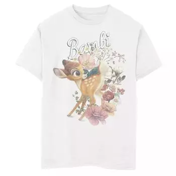 Винтажная футболка с цветочным плакатом и графическим рисунком Disney's Bambi для мальчиков 8–20 лет Disney