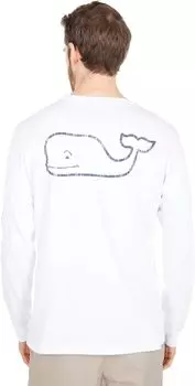 Винтажная футболка с длинным рукавом и карманом «Кит» Vineyard Vines, цвет White Cap
