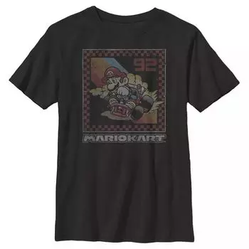 Винтажная футболка с графическим плакатом и рамкой Mario Kart 1992 года для мальчиков 8–20 лет Licensed Character