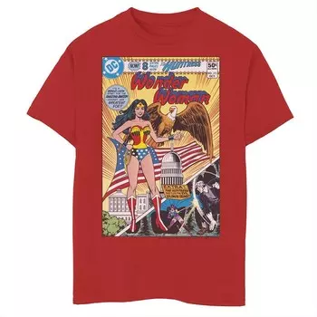 Винтажная футболка с графическим рисунком и обложкой комиксов DC «Чудо-женщина» для мальчиков 8–20 лет Licensed Character, красный