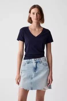 Винтажная футболка с короткими рукавами из органического хлопка и V-образным вырезом Gap, синий