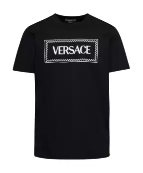 Винтажная футболка с логотипом и поло Versace, черный
