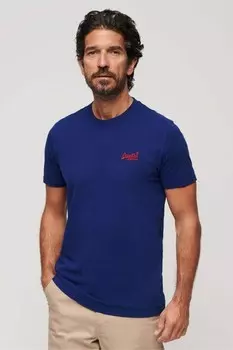 Винтажная футболка с логотипом и вышивкой Superdry, синий