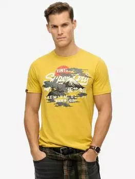 Винтажная футболка с логотипом из органического хлопка Superdry, цвет Oil Yellow