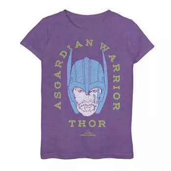 Винтажная футболка с неоновым рисунком для девочек 7–16 лет, Marvel Thor Ragnarok, Asgardian Warrior Marvel