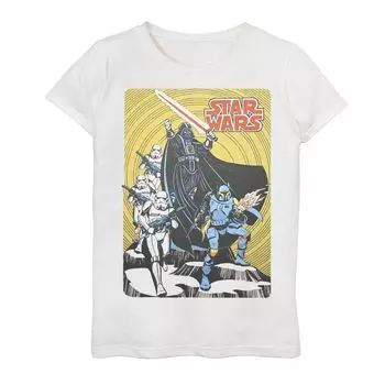 Винтажная футболка с плакатом и групповым снимком для девочек 7–16 лет Star Wars