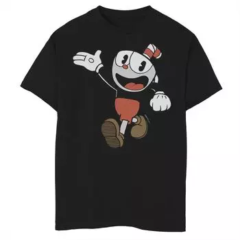 Винтажная футболка с портретом Cuphead для мальчиков 8–20 лет Licensed Character, черный