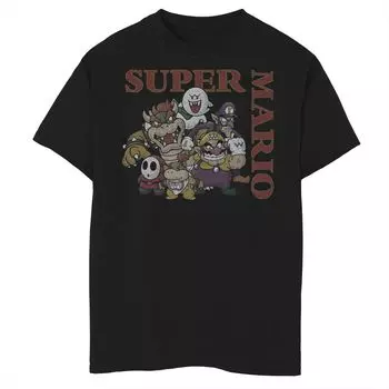 Винтажная футболка с рисунком Bad Guys для мальчиков 8–20 лет, Nintendo Super Mario, групповой снимок Licensed Character