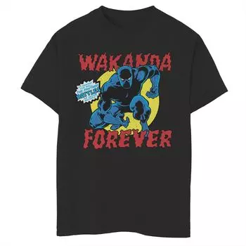 Винтажная футболка с рисунком Battle Pose для мальчиков 8–20 лет Marvel Black Panther Licensed Character, черный