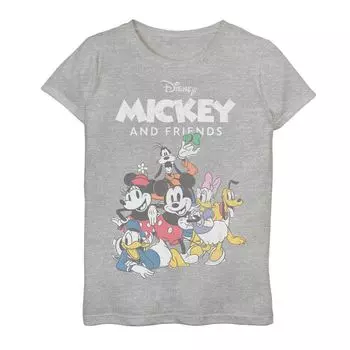 Винтажная футболка с рисунком группового портрета для девочек 7–16 лет «Дисней Микки и друзья» Disney