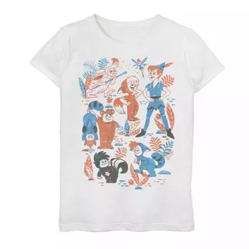 Винтажная футболка с рисунком коллажа для мальчиков Disney «Питер Пэн Потерянный» для девочек 7–16 лет Disney